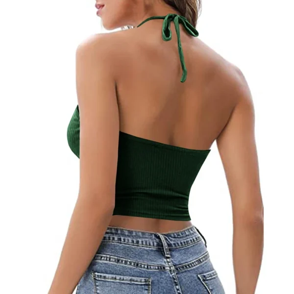 Women's Solid Color Top Sleeveless Top With Chest Pad - Image 12