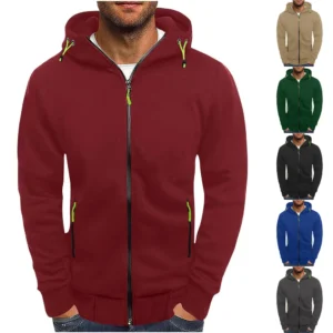 Men's Warm Zip Up Hoodie Jacket Cotton Full Zipper Hooded Sweatshirt