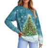 Women's Casual Fashion Comfortable Raglan Sleeve V-Neck Christmas Print - Image 35