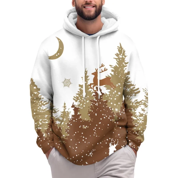 Men's Print Plush Warm Coat Fleece Sweater Casual Coat Pocket Sweater Winter - Image 17