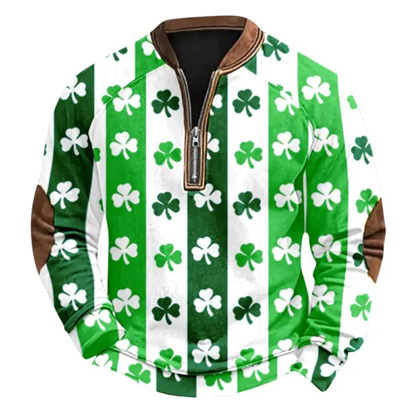 Men's St. Patrick's Day Vintage Casual Zip Sweatshirt Outdoor Casual Top - Image 35