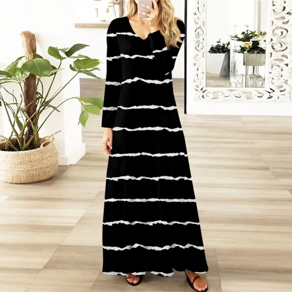 Women's Casual Fashion Long Sleeve Graphic Printed Vintage Long Dresses Fall - Image 16
