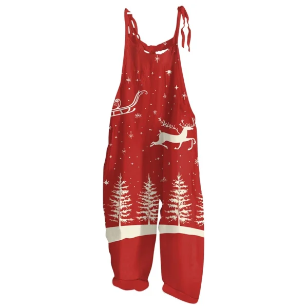 Women's Casual Christmas Shoulder Strap Print Loose Jumpsuit Vintage - Image 20
