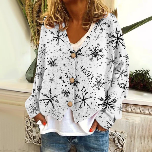 Women's Fashion Short Coat Casual Long Sleeve Printed Single Breasted Plush Top - Image 38