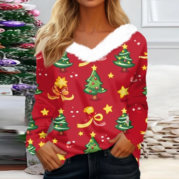 Long Sleeve Shirts For Women Cute Tops Christmas Prints Tees Blouses Casual - Image 31