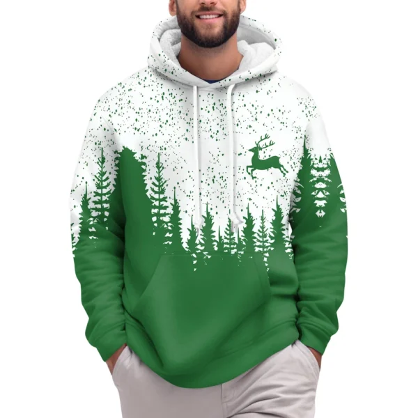 Men's Print Plush Warm Coat Fleece Sweater Casual Coat Pocket Sweater Winter - Image 26