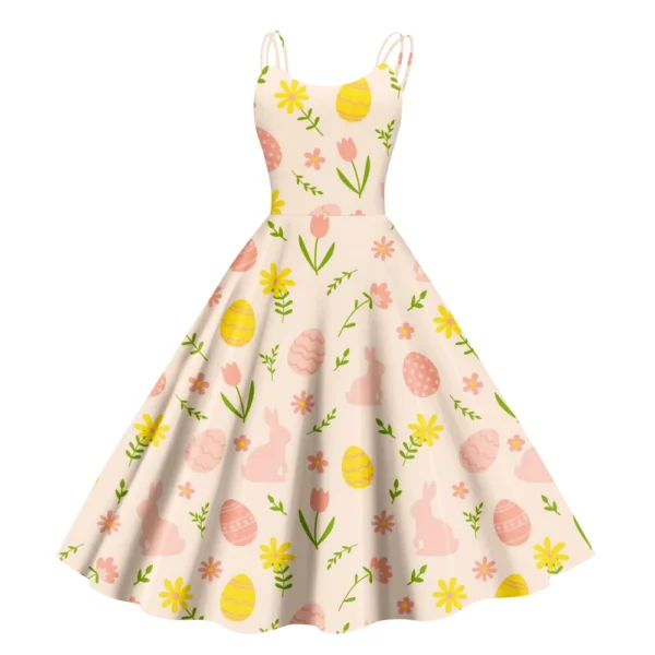 Women's  Casual Fashion Flower Print Sexy Off Shoulder Punk Retro Skirt - Image 35