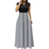 Women's Fashion Casual Loose Printed Round Neck Short Sleeve Long Dresses - Image 32