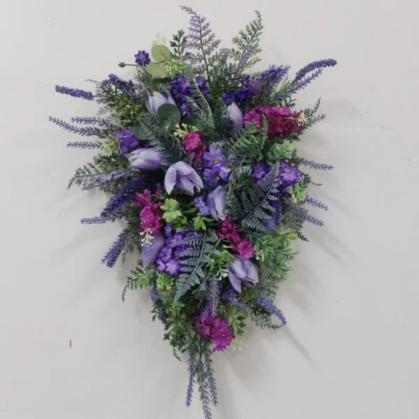 50*30cm Artificial Flower Wreath Spring Purple Garland Lilac Hyacinth Home Decor - Image 4