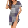 Womens Summer Dresses Short Sleeve Linen Casual T-Shirt Dresses Swing Beach - Image 10
