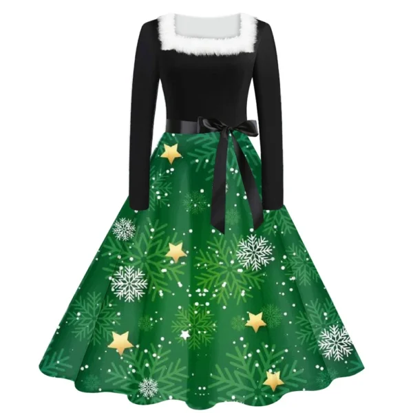 Christmas Day Women's Casual And Fashionable Long Sleeved Square Neck Print - Image 2