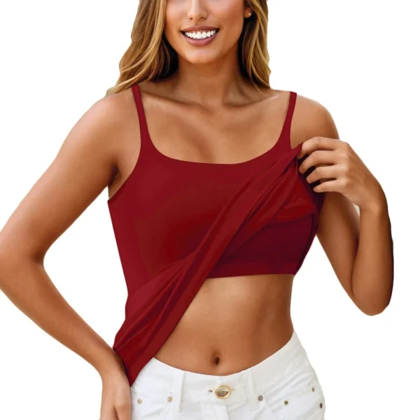 Womens Cami Adjustable Strap Camisole With Built in Padded Bra Vest Tank Tops - Image 14