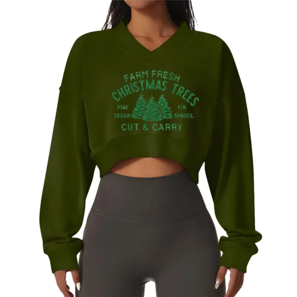 Women's Casual Fashionable Comfortable Padded V-Neck Christmas Printed Long - Image 13
