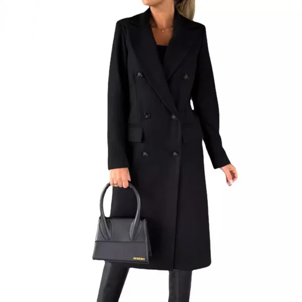 Women's long-sleeved lapel solid color slim-fit coat coat - Image 2