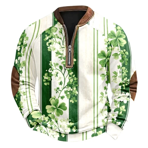 Men's St. Patrick's Day Vintage Casual Zip Sweatshirt Outdoor Casual Top - Image 32