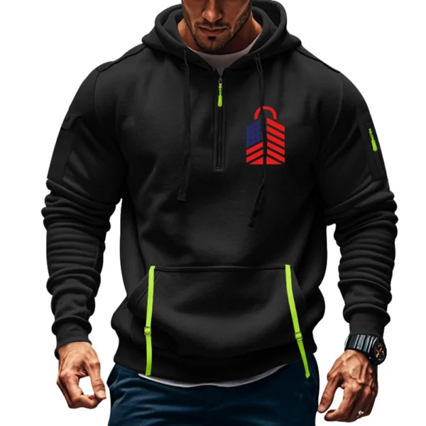 Men's Printed Sweatshirt Hoodie Zipper Arm Pocket Cardigan Men's Sports Large - Image 13