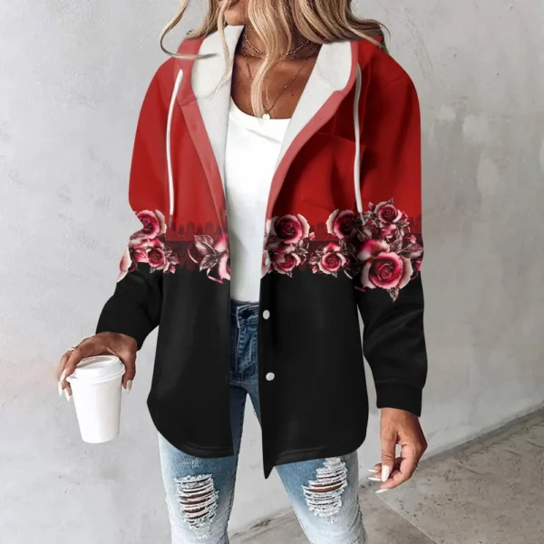 Women's Coat Casual And Fashionable Composite Thick And Warm Printed Hooded - Image 34