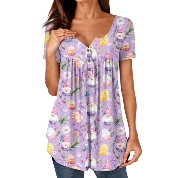Women's Short Sleeved Fashion Printed Daily Round Neck Loose Casual T-Shirt - Image 3