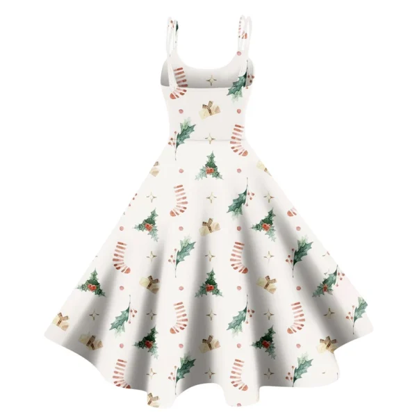 Women's Fashion Punk Strapless Gothic Cocktail Christmas Sexy Dress Printed - Image 12