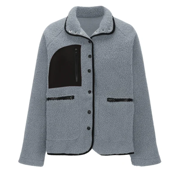Women's Coat Casual And Fashionable Thick And Warm Solid Color Patchwork Jacket - Image 19