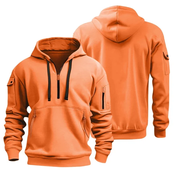 Men's Sweatshirt Hoodie Zipper Arm Pocket Cardigan Men's Sports Large Size - Image 23