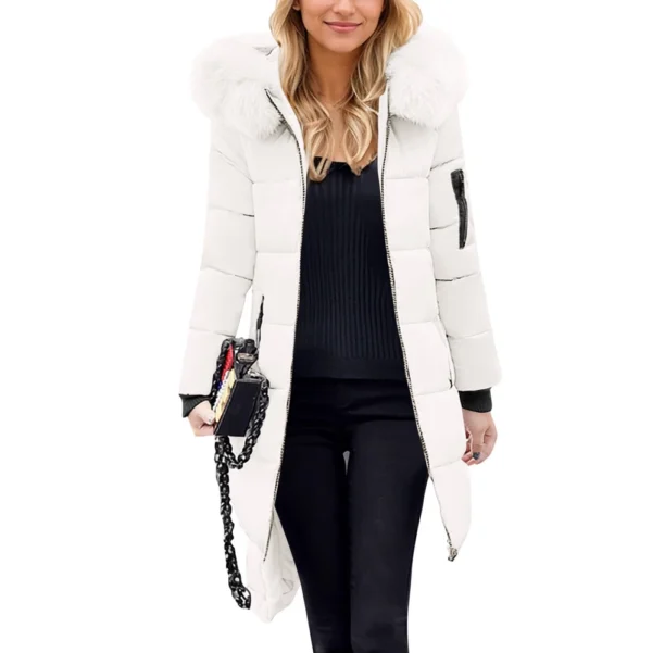 Women's Casual Warm Versatile Large Collar Solid Color Thickened Cotton Coat - Image 34