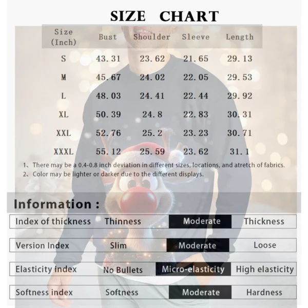 Men's Casual Fashion Comfortable Christmas Deer Printed Round Neck Pullover - Image 33