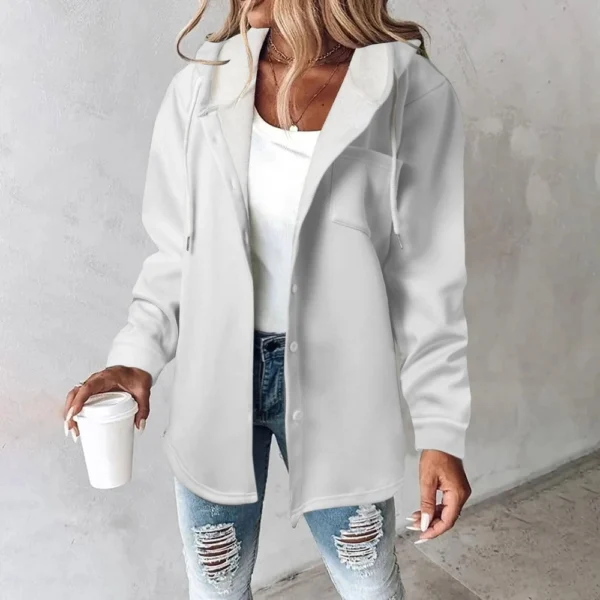 Fleece Hoodies For Women Warm Print Sweatshirt Button Lined Drawstring Hooded - Image 52