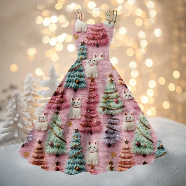 Women's Fashion Christmas Printed Sexy Strapless Gothic Cocktail Dress Punk, - Image 19