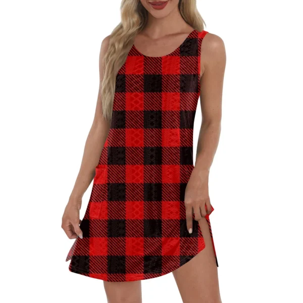 Women's Casual Sundress With Pockets Summer Boho Beach Dress T-Shirts Dress V - Image 12