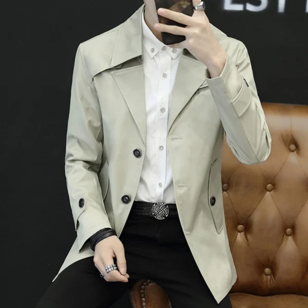 Slim-fit men's mid-length lapel jacket - Image 16