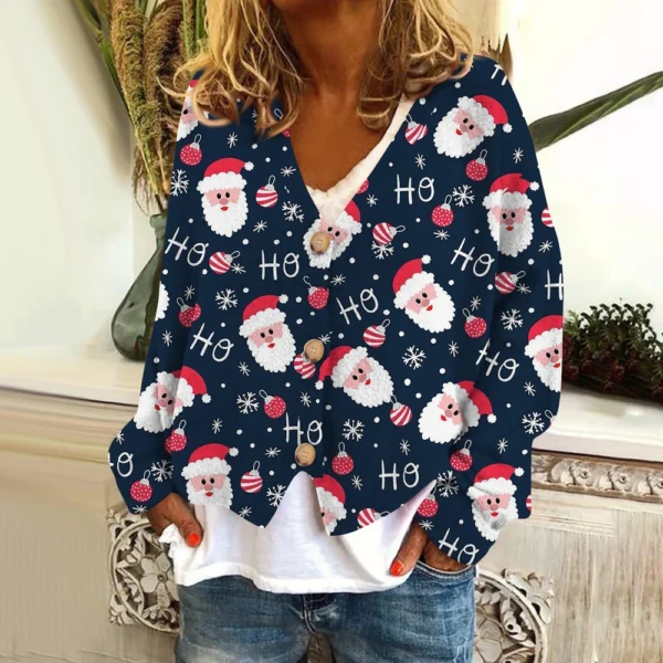 Women's Fashion Short Coat Casual Long Sleeve Printed Single Breasted Plush Top - Image 46