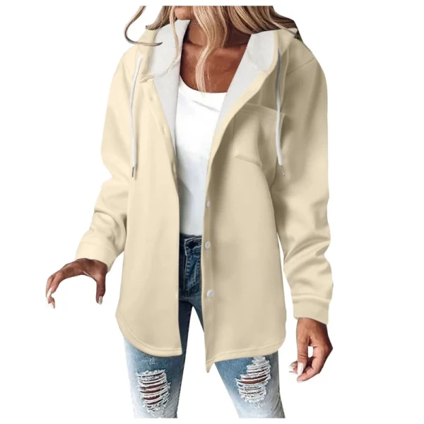 Fleece Hoodies For Women Warm Print Sweatshirt Button Lined Drawstring Hooded - Image 11