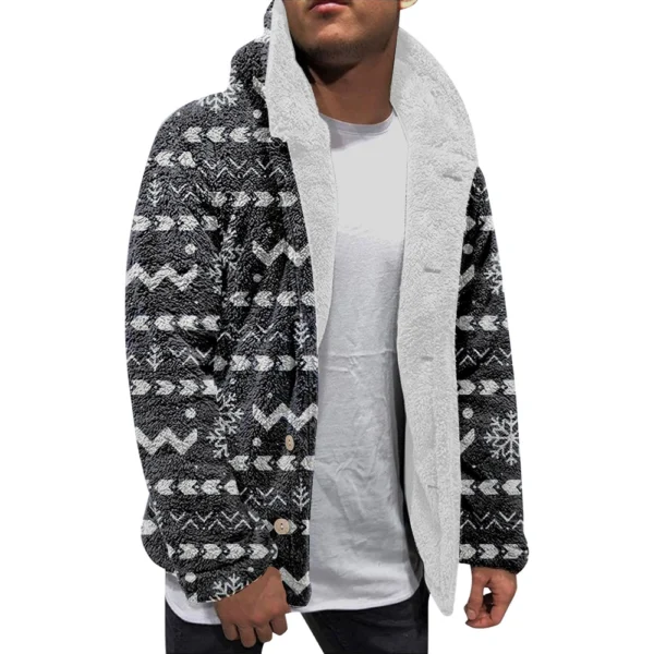 Men'S Winter Zipper Hooded Fleece Sweatshirt With Patch Pocket Casual Jacket - Image 9