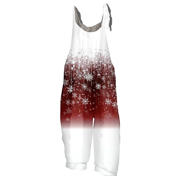 Women's Shoulder Strap Vintage Casual Print Christmas Jumpsuit Loose - Image 10