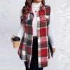 Women's Plaid Sleeveless Waistcoat Fashion Loose Women's Woolen Coat - Image 16
