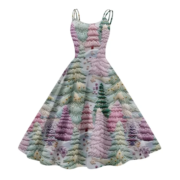 Women's Fashion Christmas Printed Sexy Strapless Gothic Cocktail Dress Punk, - Image 26