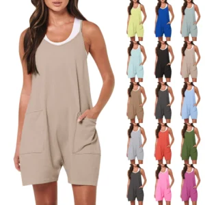 Jumpsuits for Women Casual Rompers Sleeveless Loose Strap Pocket