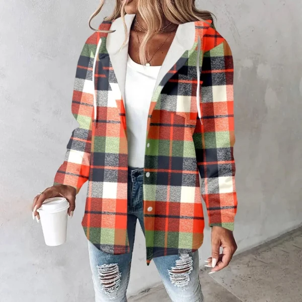 Fleece Hoodies For Women Warm Print Sweatshirt Button Lined Drawstring Hooded - Image 43