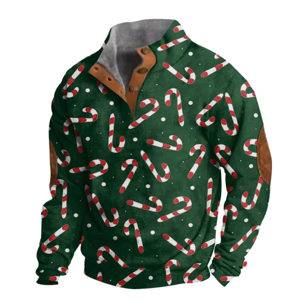 Men's Buttoned Sweatshirt With European And American Autumn/winter Printed Long - Image 13