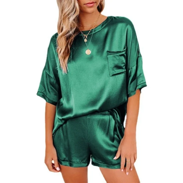 Set Solid Color Short Sleeve Short T-Shirt Pants Loose Casual Set - Image 4