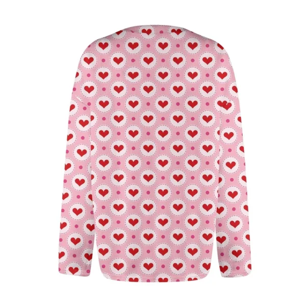 Women's Fashion Printed Valentine's Day Long Sleeved Knitted Cardigan Button - Image 9