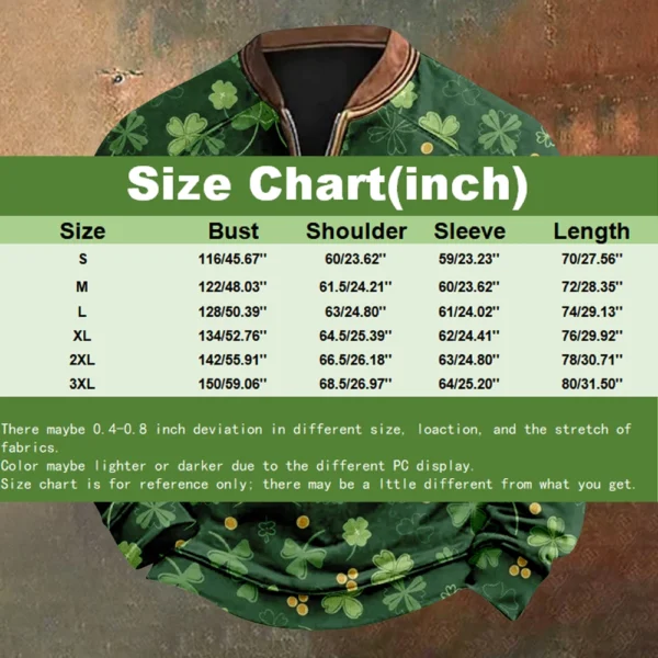 Men's St. Patrick's Day Vintage Casual Zip Sweatshirt Outdoor Casual Top - Image 36