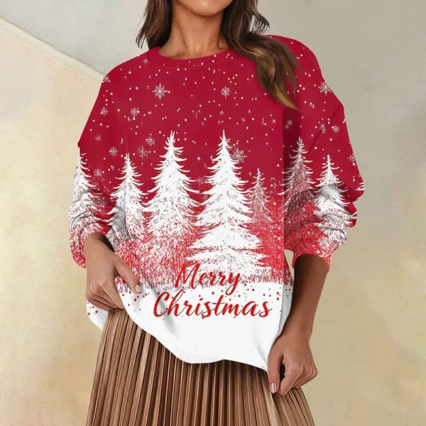Women's Fashion Casual Round Neck Loose Long Sleeve Solid Color Sweatshirt - Image 34