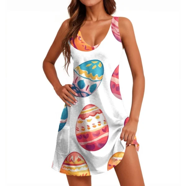 Women's Fashion Easter Dresses Printed Loose Casual Summer Sundresses Dress - Image 19