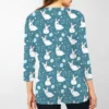 Women's Casual Round Neck Easter Egg Print Three-quarter Sleeve T-shirt Top - Image 10
