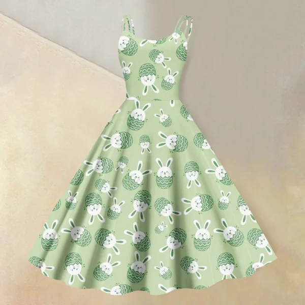 Women's  Casual Fashion Flower Print Sexy Off Shoulder Punk Retro Skirt - Image 25