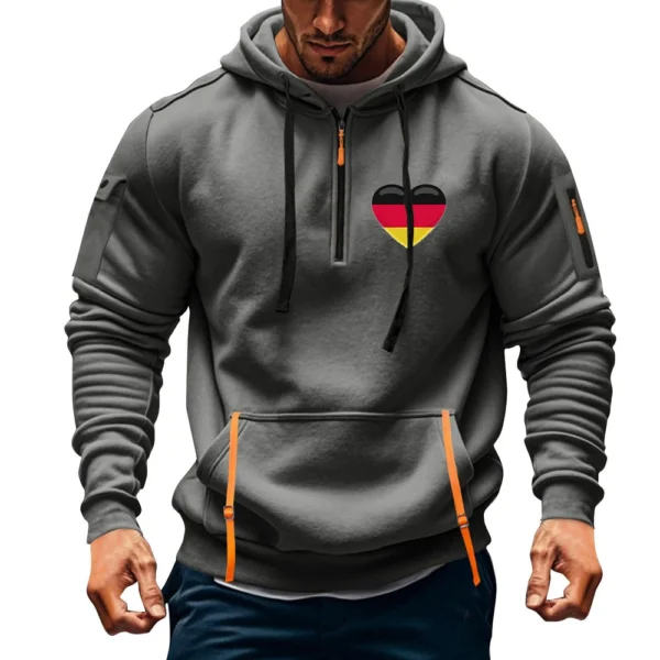 Men's Printed Sweatshirt Hoodie Zipper Arm Pocket Cardigan Men's Sports Large - Image 24