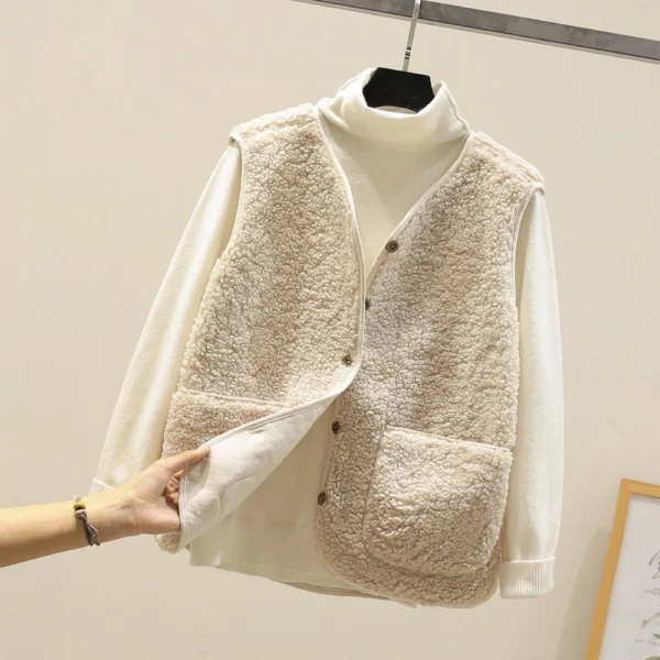 Women's Fashion Casual Loose Lamb Wool Female Short   Winter  Vest - Image 13