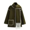 Women's scarf with patchwork tweed coat - Image 5